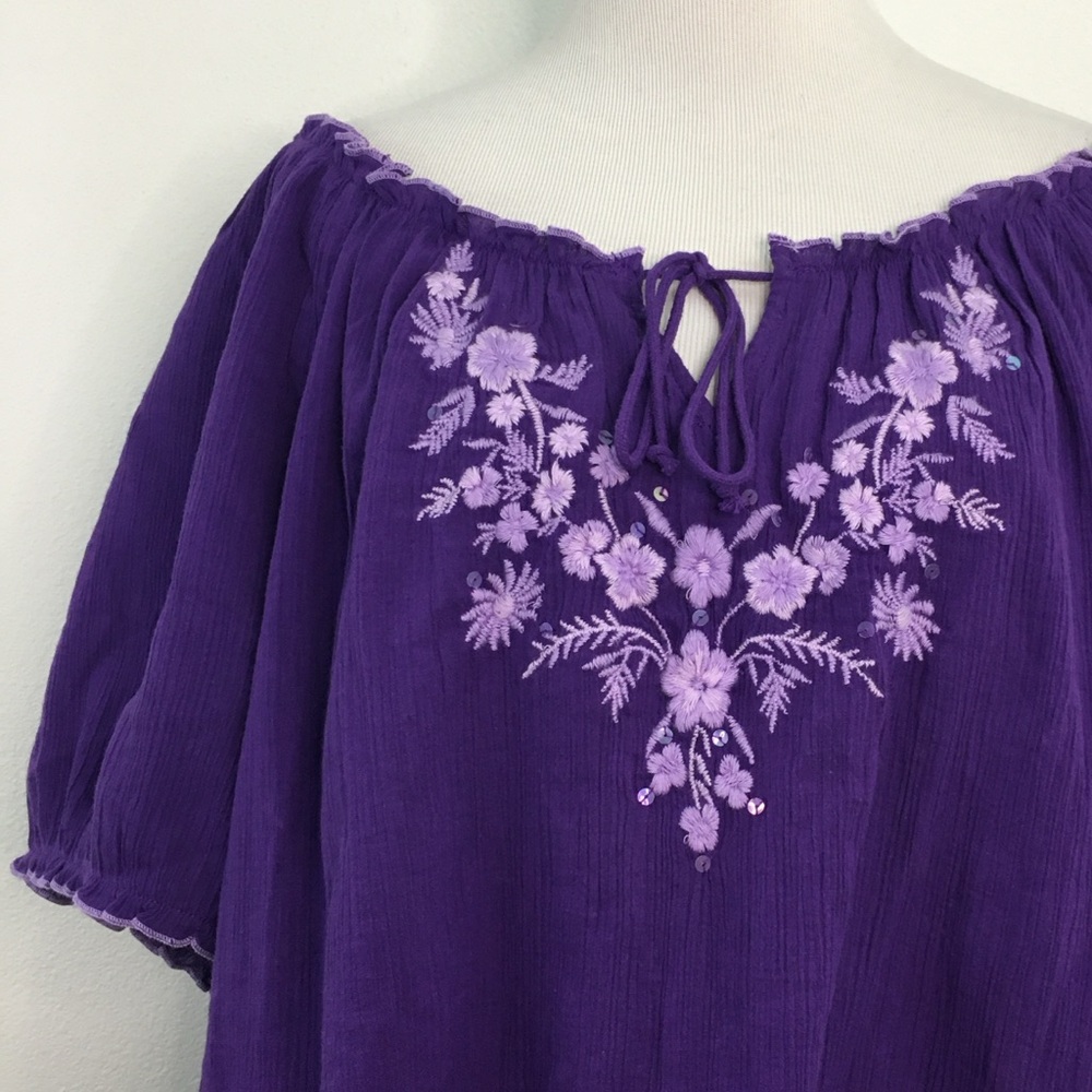 Purple Embroidered Top
